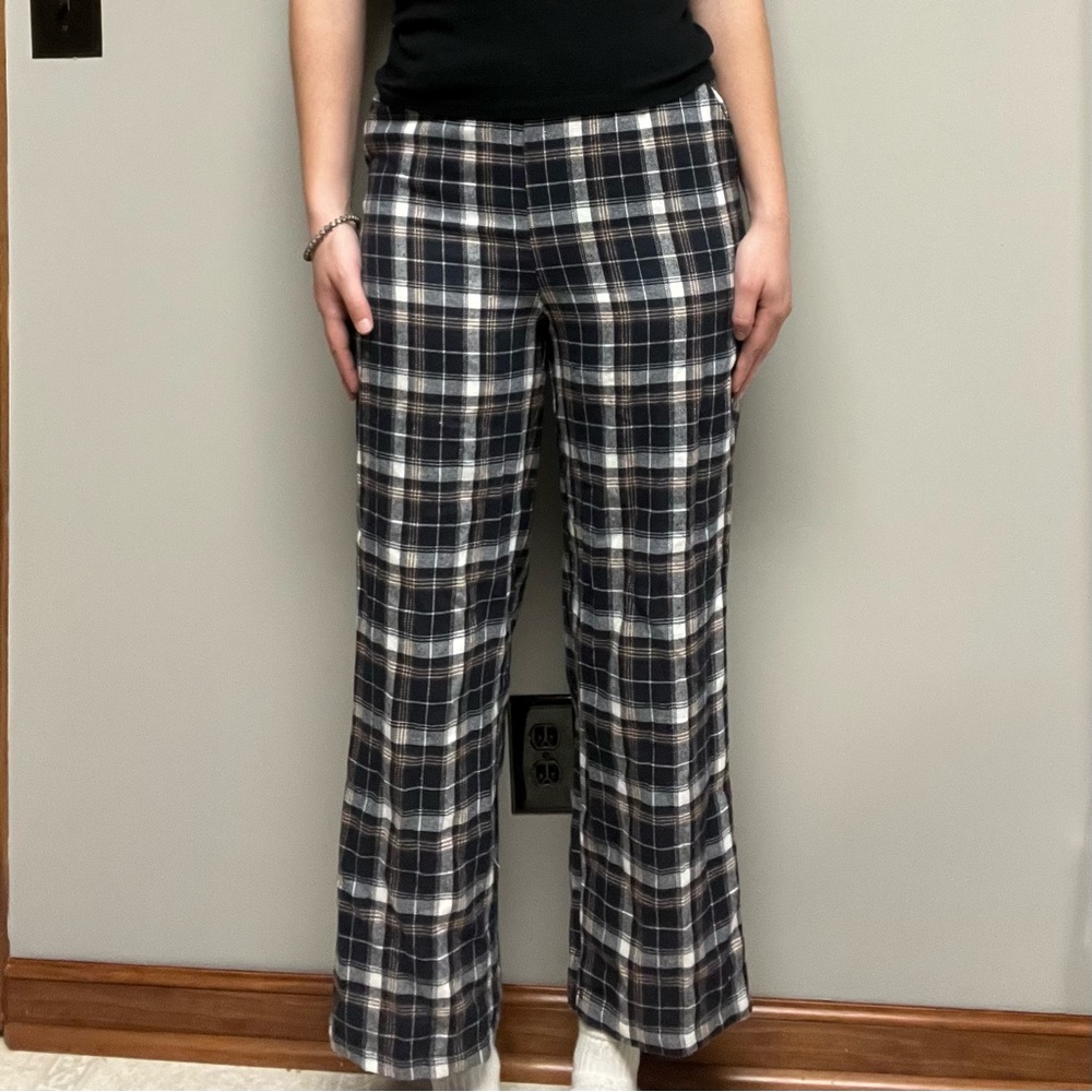 Classic Plaid Wide Leg Women's Pants